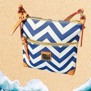 Chevron Blue and White Crossbody Bag